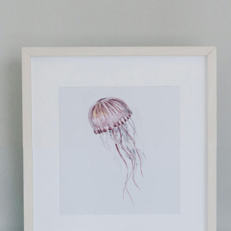 Originele aquarel van een roze kwal in door Francine