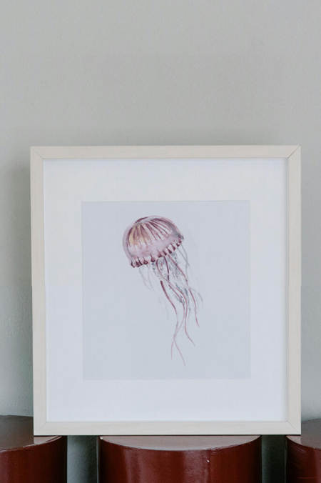 Originele aquarel van een roze kwal in door Francine