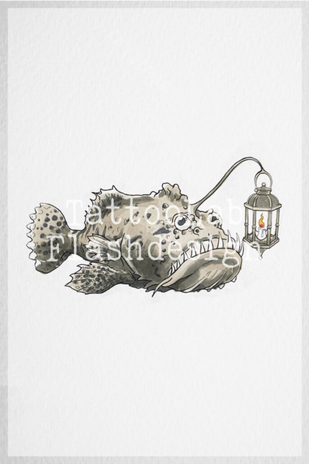 Lantaarnvis tattoo ontwerp in kleur door Aaron