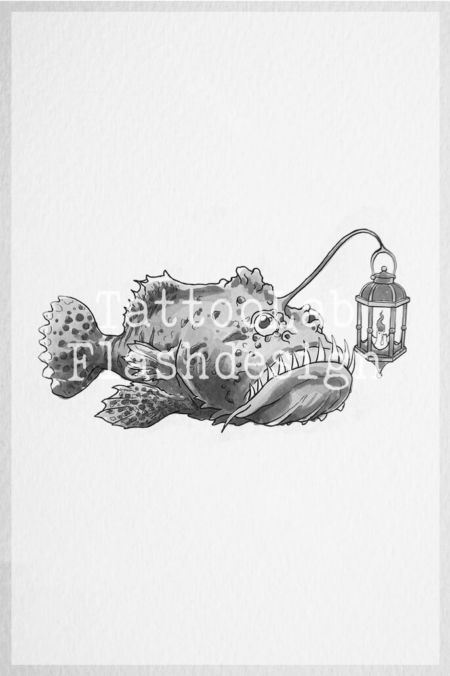 Lantaarnvis tattoo ontwerp door Aaron