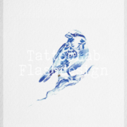 Mus in Delfts Blauwe stijl, handgemaakt tattoo ontwerp door Francine