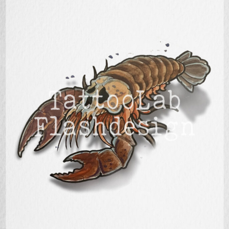 Tattoo ontwerp van een kreeft in full-colour