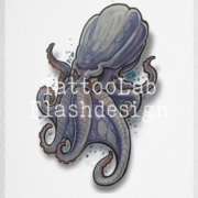 Tattoo ontwerp van een octopus in full colour