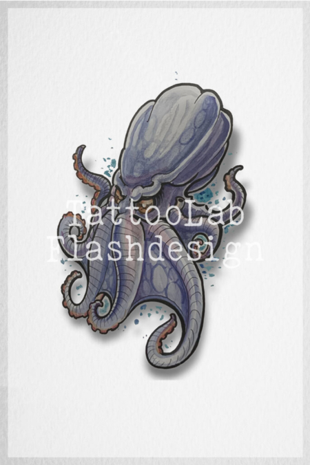 Tattoo ontwerp van een octopus in full colour