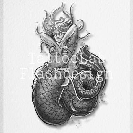 Tattoo ontwerp van een zeemeermin door Jeroen