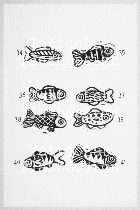 Tattoo ontwerpen van lino stempels