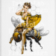 Tattoo design van een full color pin up in bijen thema