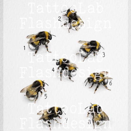 Full color tattoo ontwerp van een bij in realistische stijl