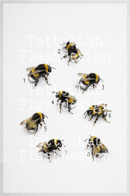 Full color tattoo ontwerp van een bij in realistische stijl