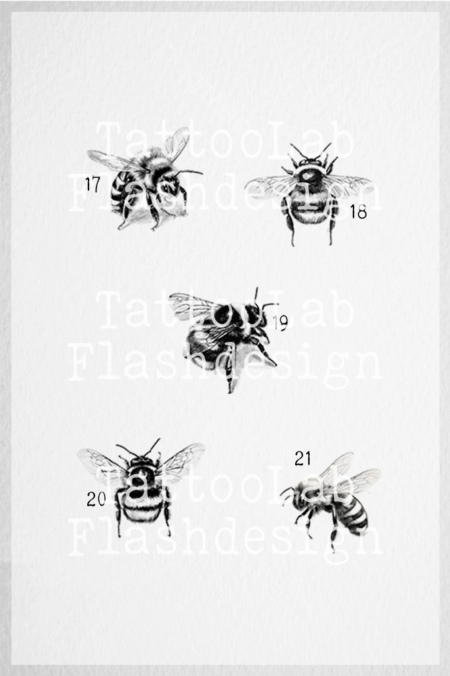 Tattoo ontwerp van een bij in illustratieve stijl