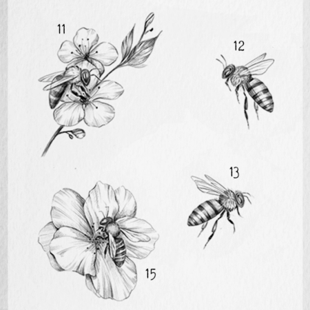 Tattoo ontwerp van een bij in illustratieve stijl