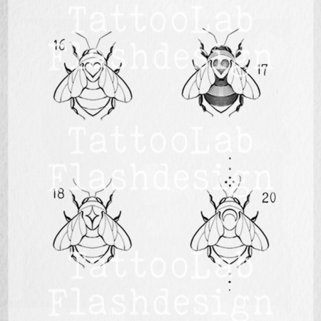 Symmetrische bijentattoo met ornamental elementen