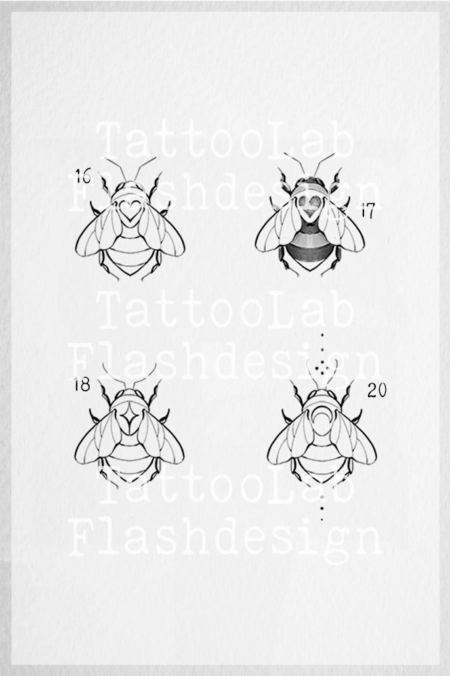 Symmetrische bijentattoo met ornamental elementen