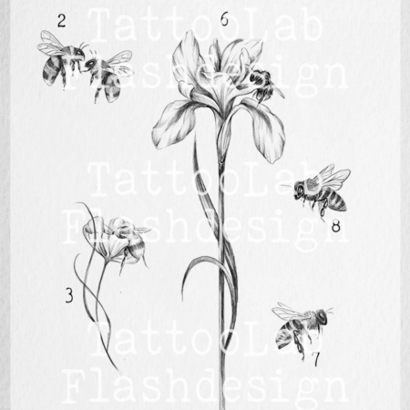 Tattoo ontwerp van een bij in illustratieve stijl