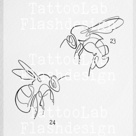 Oneline tattoo ontwerp van een bij in minimalistische stijl