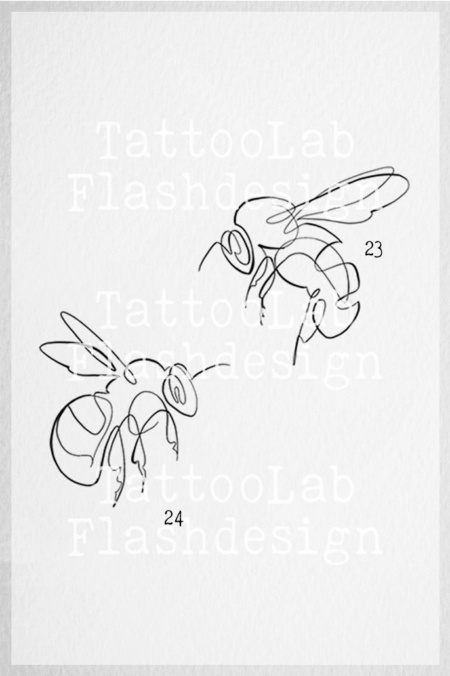 Oneline tattoo ontwerp van een bij in minimalistische stijl