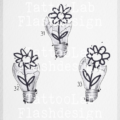 Handgemaakte tattoo ontwerpen van een realistische gloeilamp met een abstracte bloem